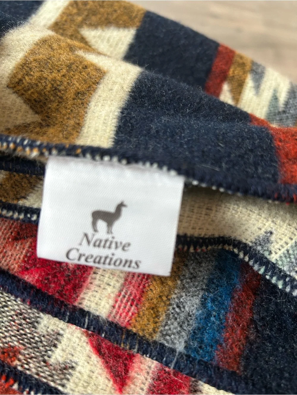Native Creations Western / Aztec Alpaca Handmade blanket Size 84” X 80”